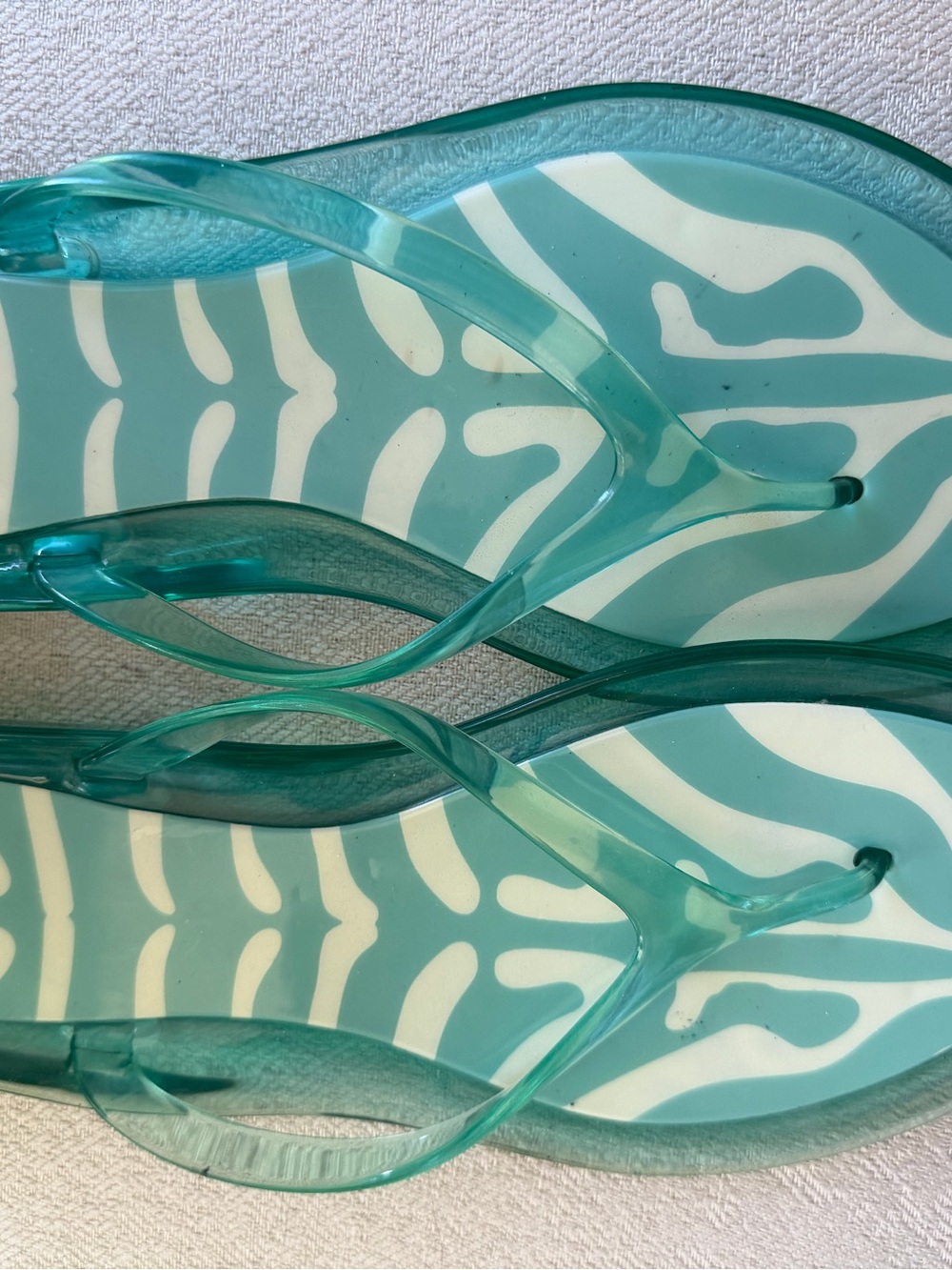 Teal Zebra Print Jelly Flip Flops